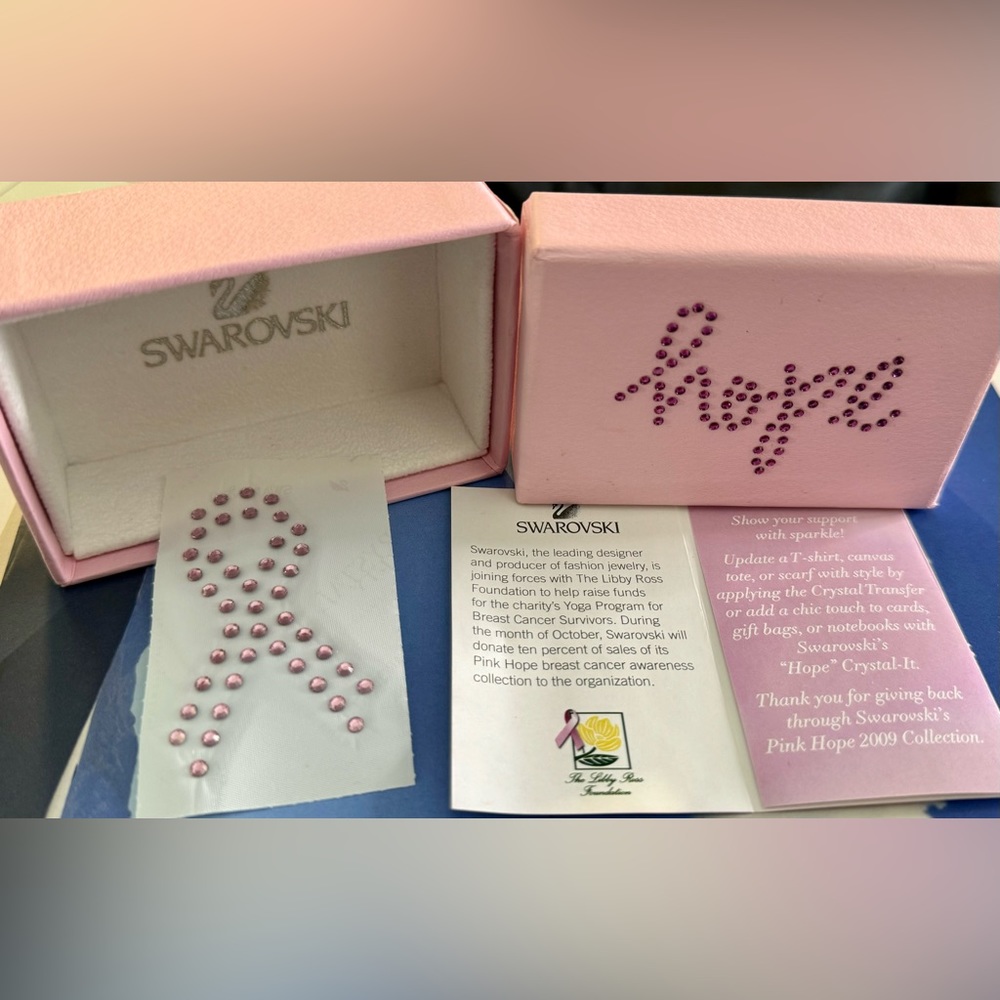 Swarovski Rare Crystal Pink Hope & Breast Cancer Awareness Ribbon Iron on’s.